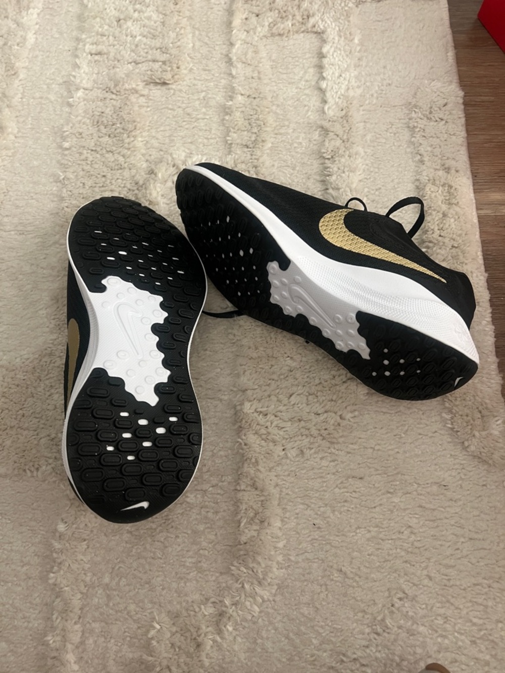 Nike Black with Gold Swoosh Running Sneakers - Picture 5 of 5